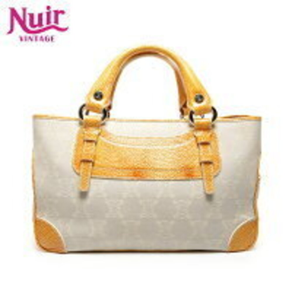 Celine Boogie Macadam Canvas Handbag Beige